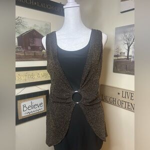 Chic Black and Gold Women's Tank Top with Ring Detail